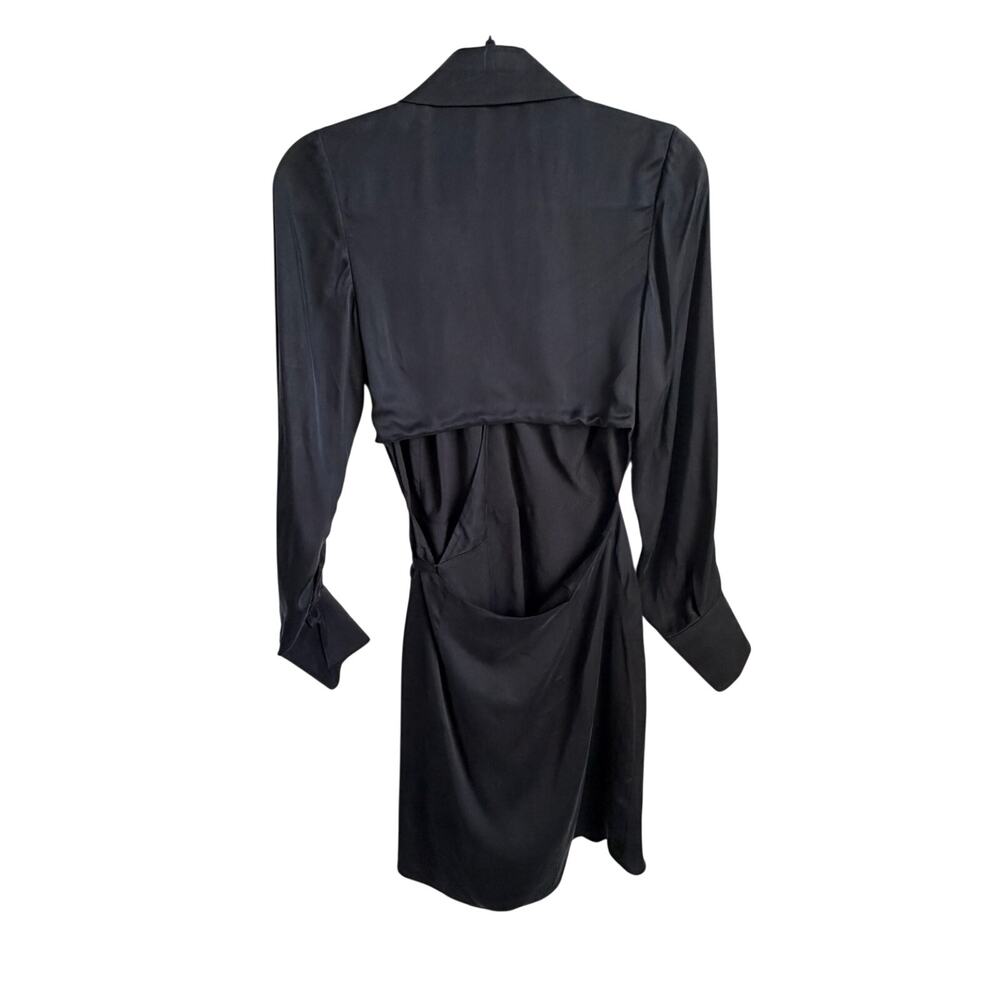 Jonathan Simkhai Standard Destiny Cutout Long Sleeve Wrap Dress Black Women's S - Picture 7 of 8